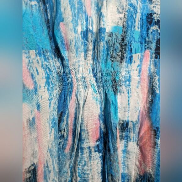 Anthro Tolani Artsy abstract boho kimono cardigan sz L colorful beach vacation - Picture 3 of 10